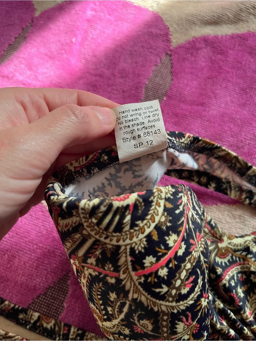 J.Crew 2 Piece Swimsuit in Black Brown Coral Floral Paisley Print